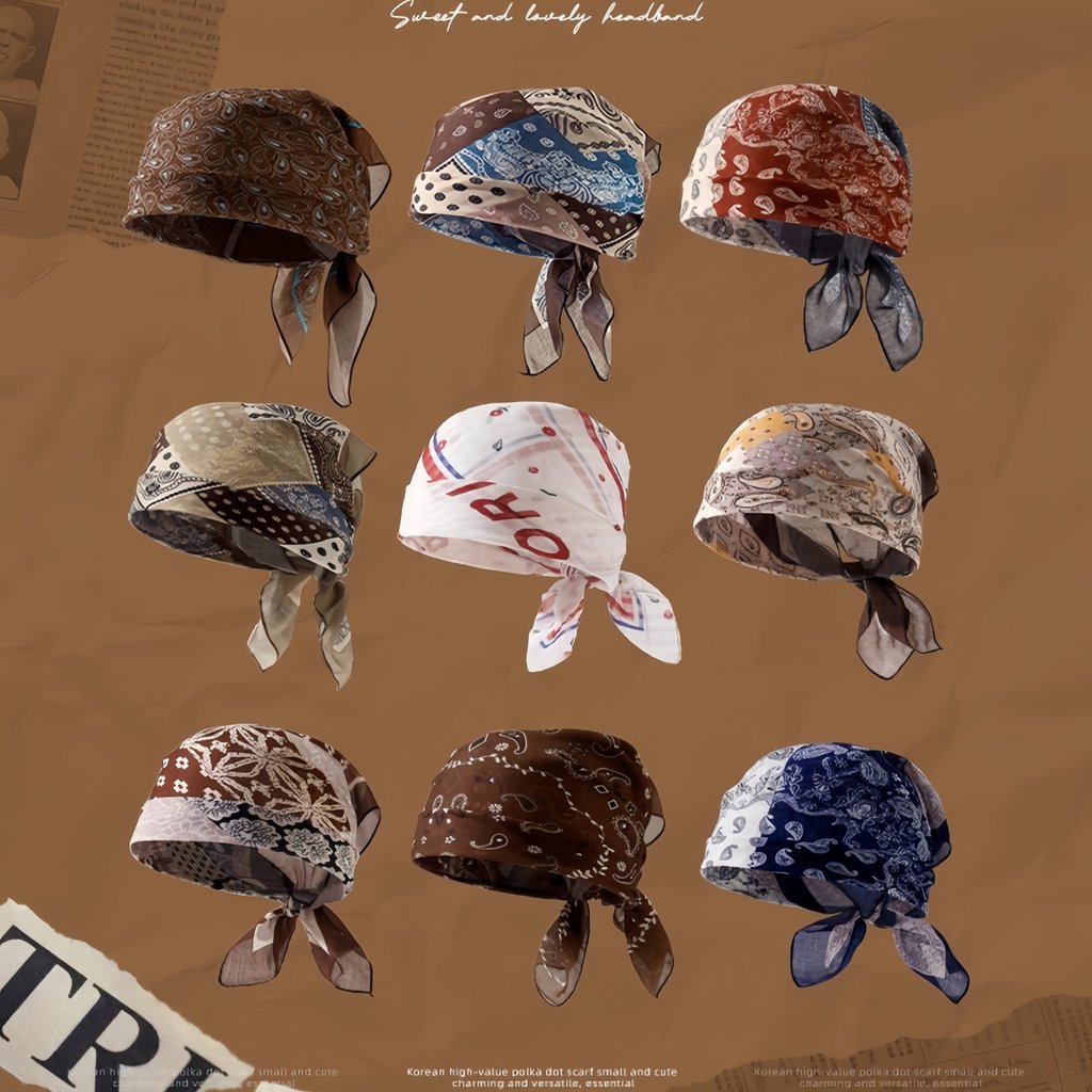 American Retro Headscarf ผู้หญิง Tie ผมสแควร์ผ้าพันคอผ้าไหมสุภาพสตรีสไตล์ไทยแฟชั่นอุปกรณ์เสริม