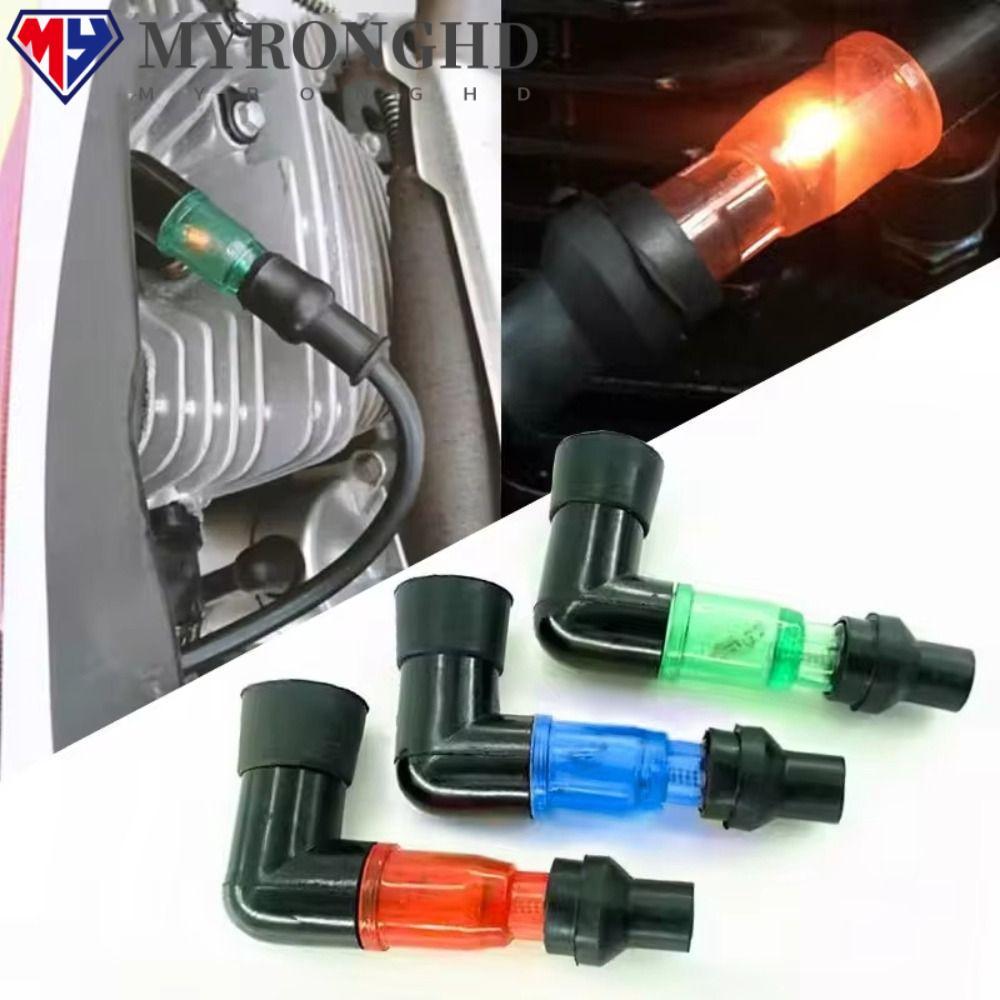 Myronghd 3 ชิ้นรถจักรยานยนต์แฟลช Spark Plug Cap, 90 องศาการปรับเปลี่ยนรถจักรยานยนต์จุดระเบิด Spark Plug Cap, Universall พร้อมไฟ Professional Spark Plug หมวกแรงดันสูงสําหรับ Moto