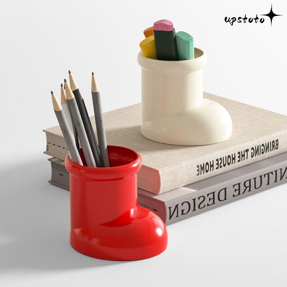 ภาชนะใส่ปากกา UPSTOTO, เครื่องประดับ Jar รูปร่างบูตกล่องเก็บของตั้งโต๊ะ, ขวดเก็บพลาสติกตกแต่งนอร์ดิกบ้าน