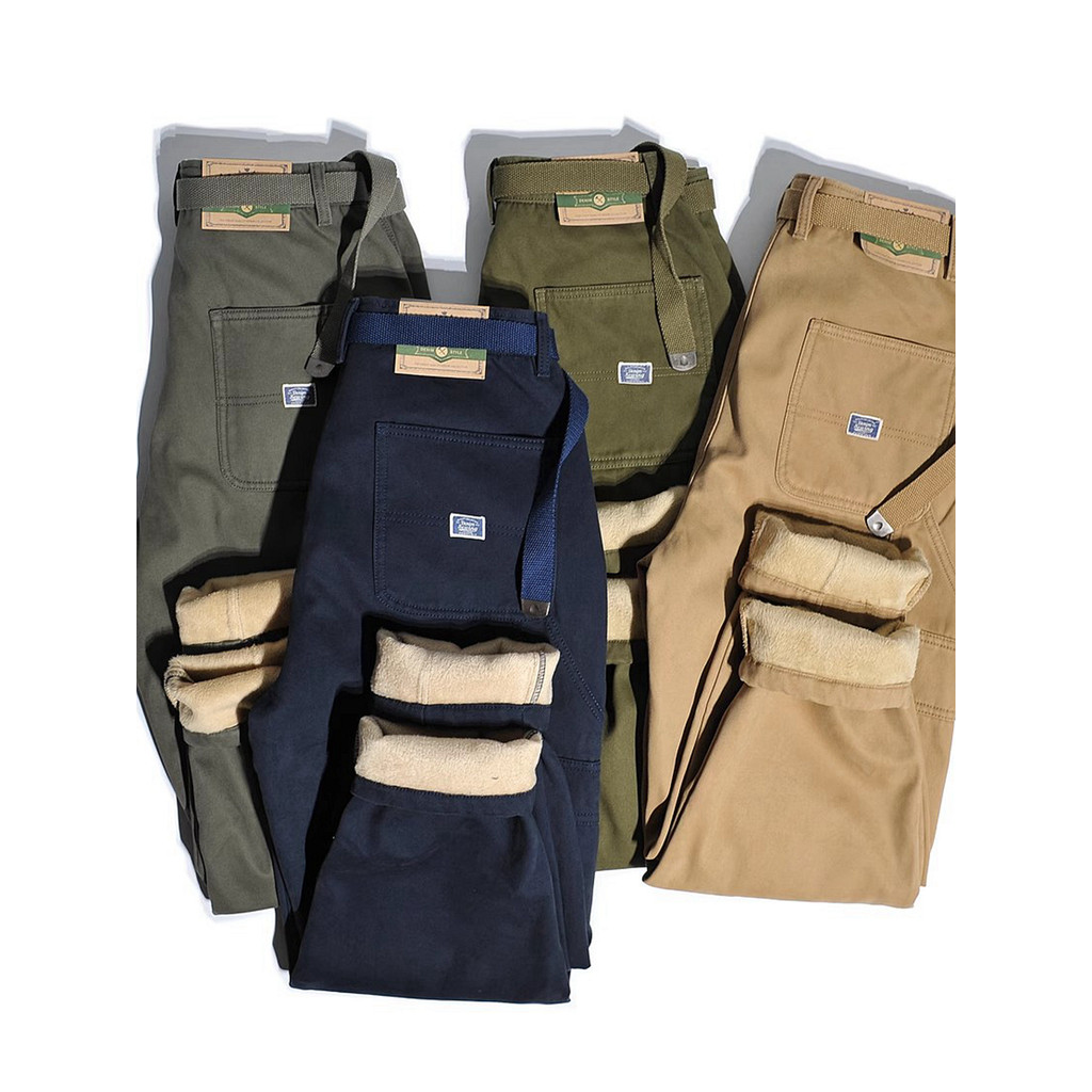 Heavy Twill Plus กํามะหยี่หนาอเมริกันย้อนยุค OG107 กระเป๋าขนาดใหญ่ Deck Overalls หลวมเรียวกางเกงลําล
