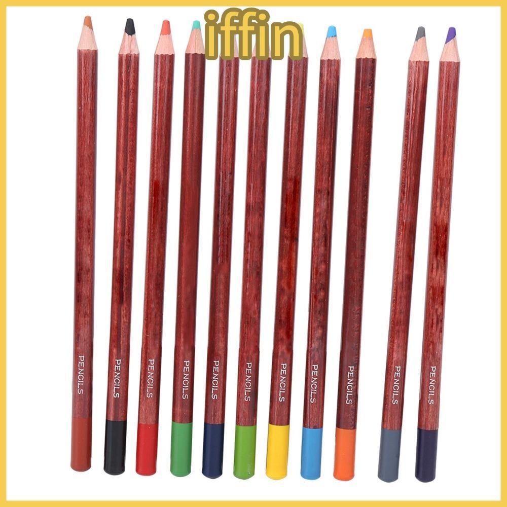 IFFIN 12PCS ดินสอสีพาสเทล, Soft Pastel Core Rich Pigment สีถ่าน,Layerable Shading 6.89in Smooth Texture Art วาดดินสอ Hand Drawing Creation