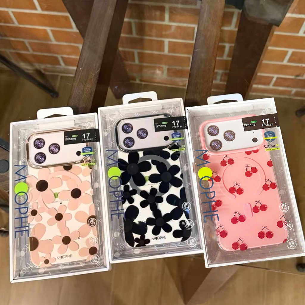 MOOPHE เคสดอกไม้สีเมทัคลิค เคส แม่เหล็ก ชาร์ได้ สำหรับ iPhone 17 Air 17Pro 17Promax 11 12 13 Promax 14 15 16 PRO MAX