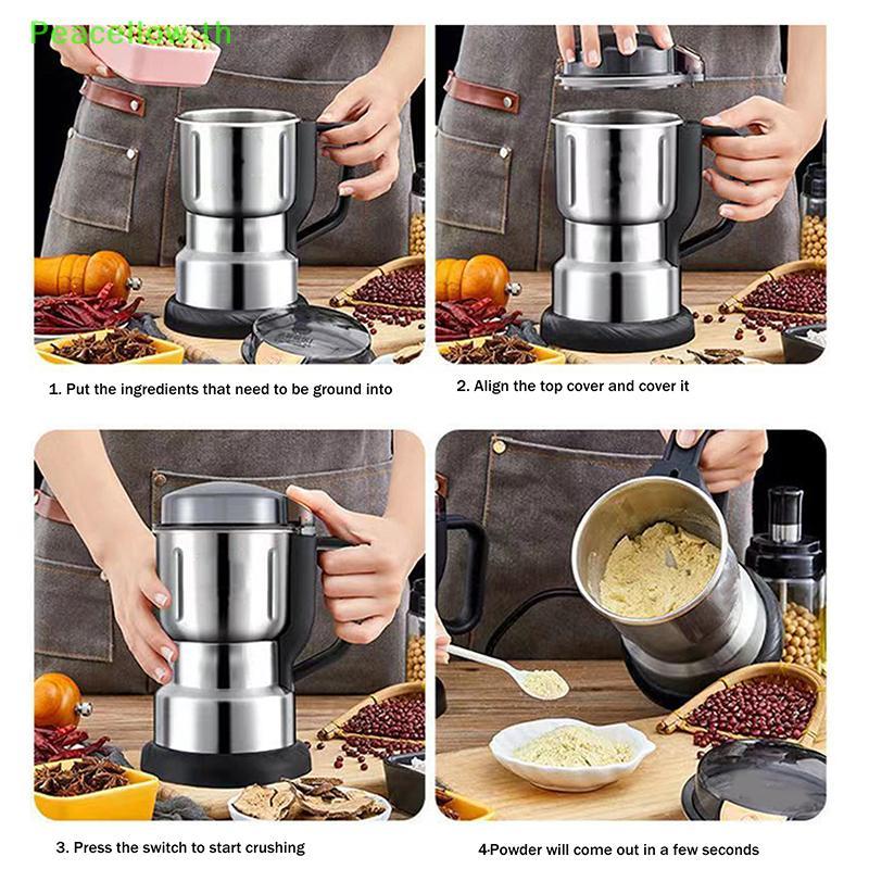 Peacellow เครื่องบดกาแฟไฟฟ้า ถั่ว ถั่ว เครื่องกัดสแตนเลส เมล็ดกาแฟไฟฟ้า เครื่องบดถั่ว TH