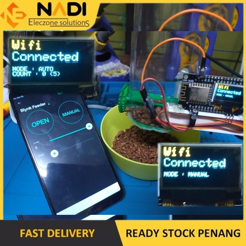 Arduino IoT Apps Blynk โครงการ ESP32 ESP8266 แบบพกพาสัตว์เลี้ยงสัตว์แมวปลา Feeder Servo Projek RBT T