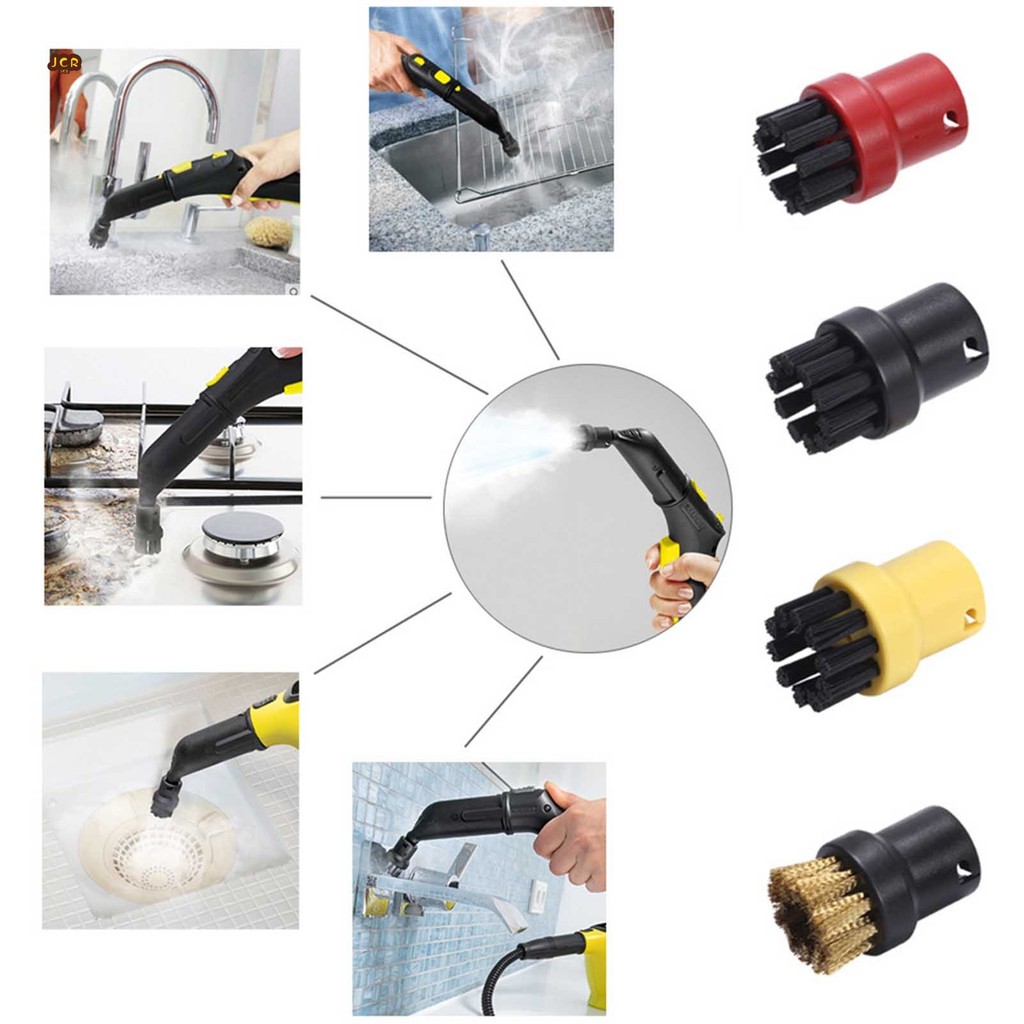 Steam Cleaner Round Brush Kit รวม 1 แปรงกลมทองเหลือง 3 แปรงกลมไนลอนสําหรับ Karcher SC1/SC2/CTK10/SC3