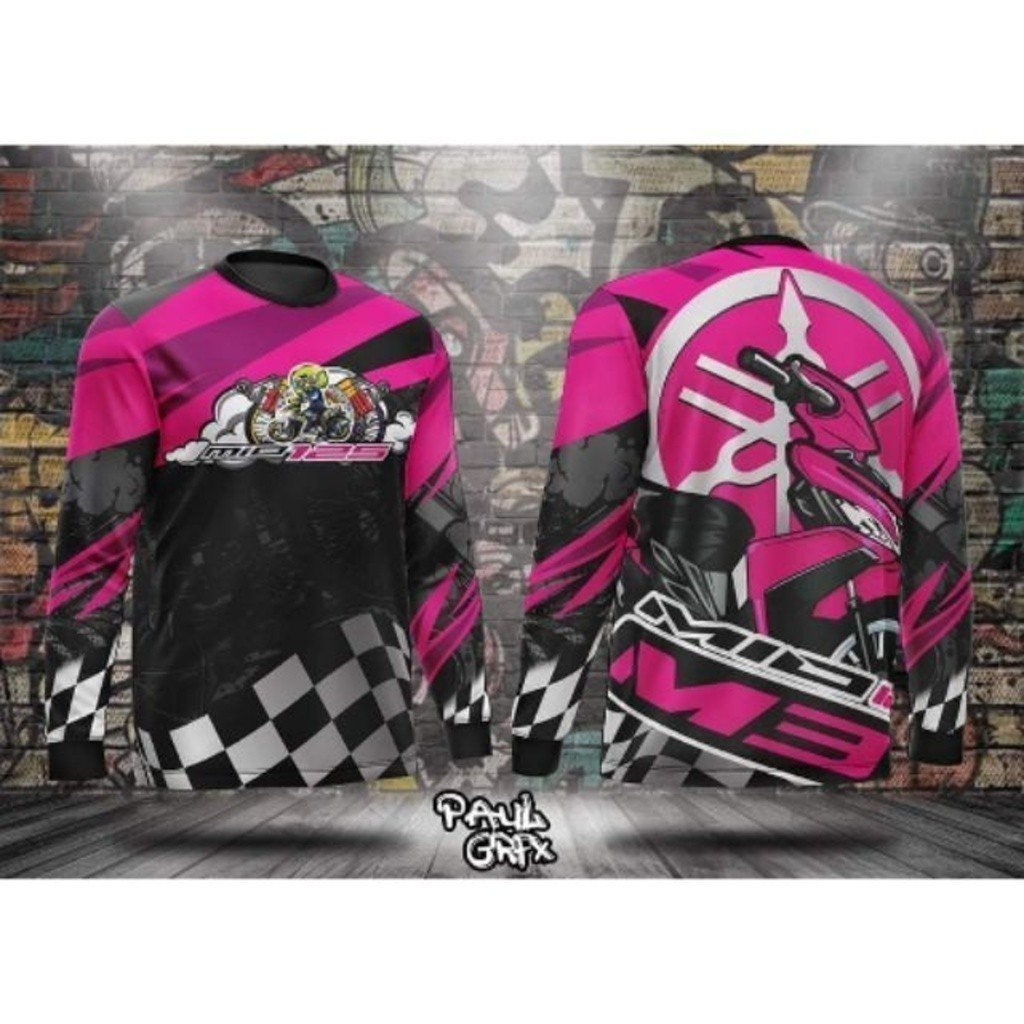 M3 สีชมพู MIO Full Sublimation Longsleeve3D เสื้อเจอร์ซีย์นักปั่นชุดกีฬาแขนยาวขนาด XXS-6XL