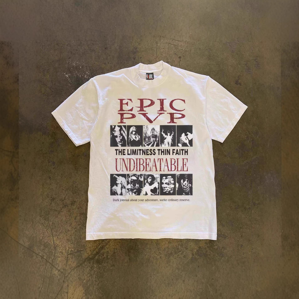 American oversize Retro English Street Print Couple Loose Short-Sleeved T-Shirt Male 5.4