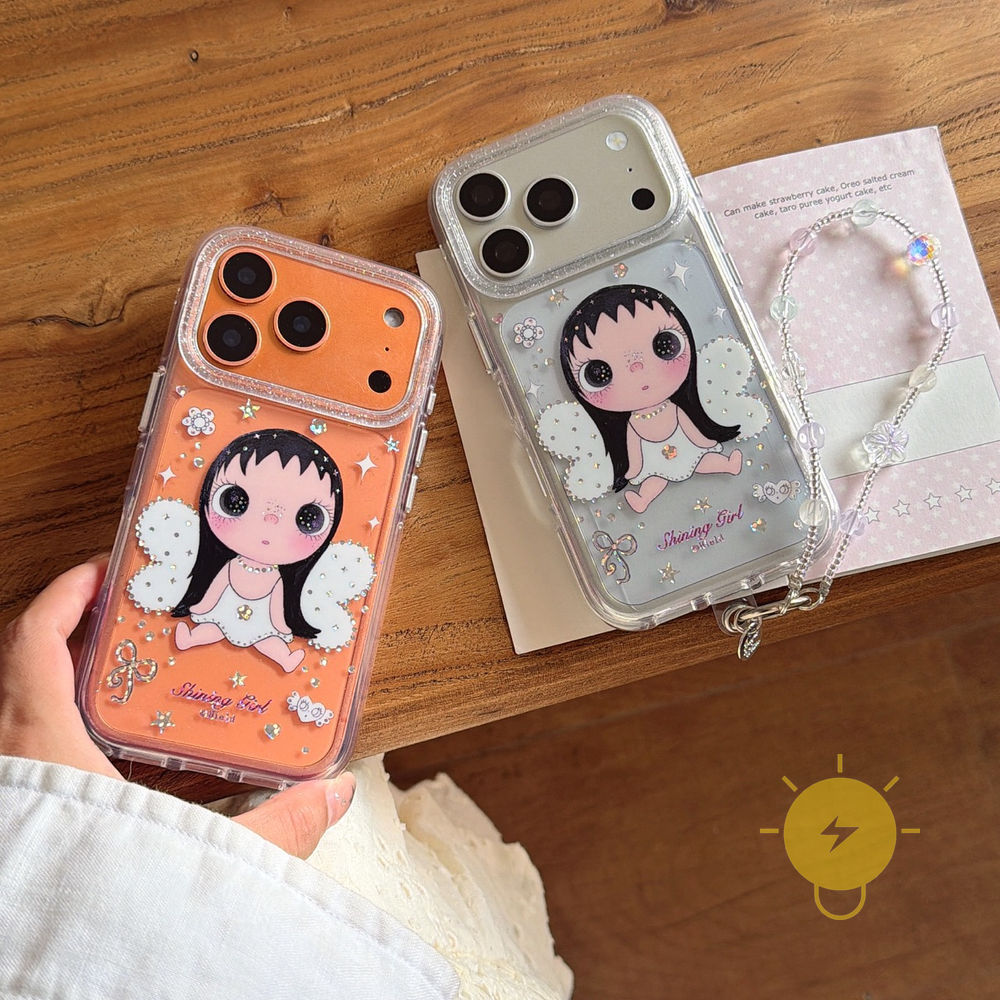 For เคสไอโฟน TPU Transparent Chain Wings Angel Air Bag Gilding เคส Phone Case For iPhone 17 Pro Max 16 15 14 13 Cover  Aesthetic Korean Cute