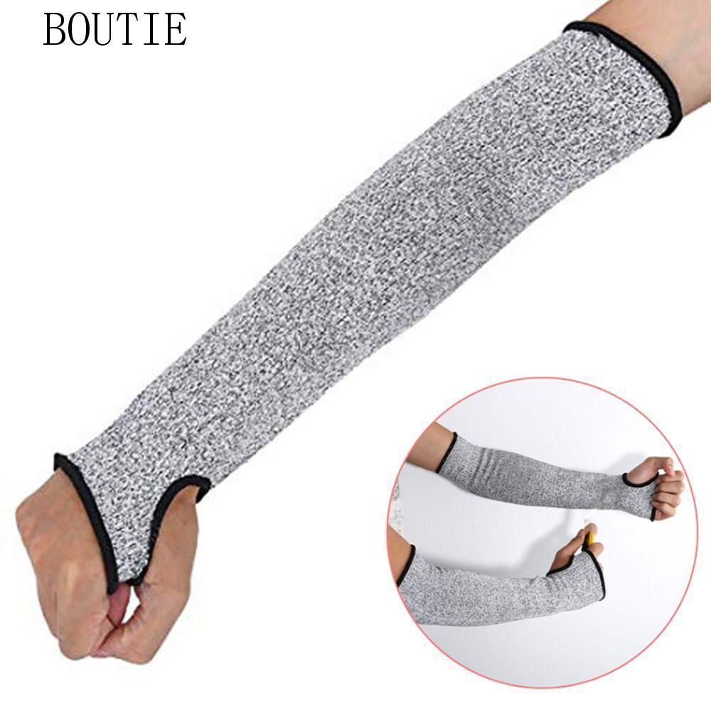 BOUTIE ปลอกแขนป้องกันความปลอดภัย, กันกัดป้องกัน Abrasion 5 HPPE ปลอกแขนกันบาด, รูนิ้วหัวแม่มือตัดทน 15/20/25/30/35/40/45 ซม. ปลอกแขนปก