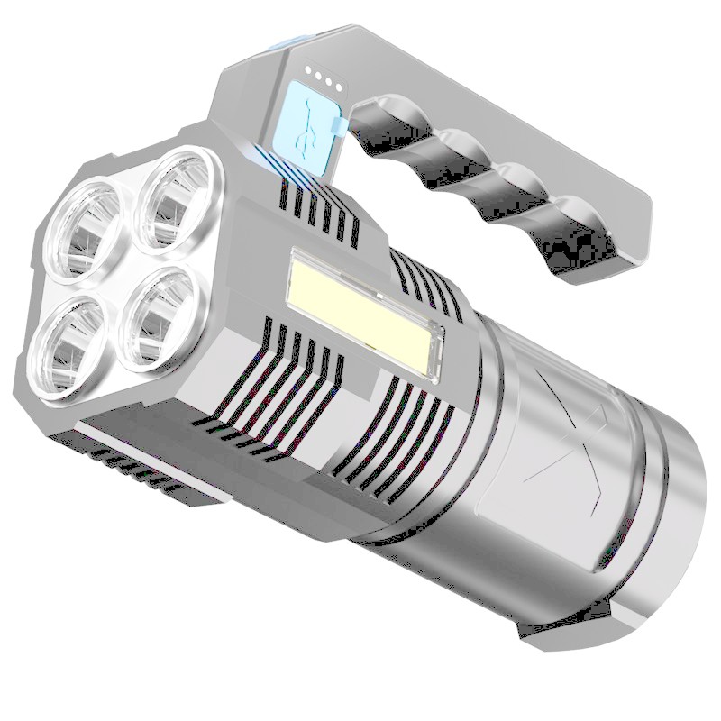 Oaks ไฟฉายแสงที่แข็งแกร่ง Quad-Core Super Bright ชาร์จซีนอนขนาดเล็กกองกําลังพิเศษกลางแจ้งมัลติฟังก์ช