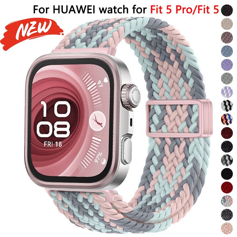 สายถักไนลอนแม่เหล็ก ปรับสบาย สําหรับ Huawei Watch Fit 5/Fit 5 Pro/Fit 4 Pro/Fit 4/Fit 3 พร้อมเข็มขัดข้อมือ
