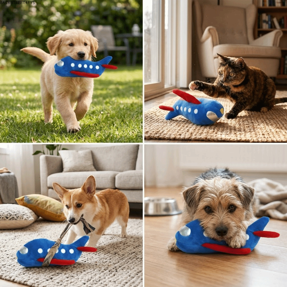 BACKSTAGEEET4FC3 Rocket Shaped Dog Toy, Rocket Shaped Built In Squeaker Rope Dog Chew Toy, Tough Dur