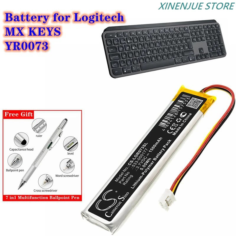 แบตเตอรี่คีย์บอร์ด Cameron Sino 3.7V/1500mAh 533-000177 สําหรับ Logitech MX KEYS,YR0073