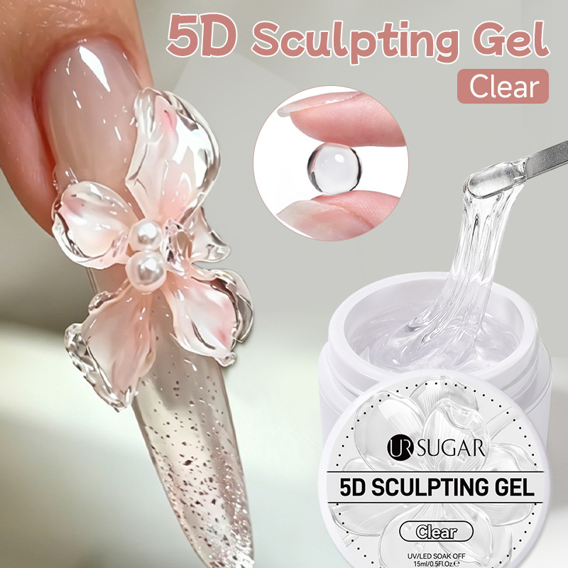 【Local】UR SUGAR Clear & White Non Stick Hand Nail Extension Gel 3D Shaping Sculpting แกะสลักเล็บ Solid Hard Gel สําหรับเล็บปลอม 15ml