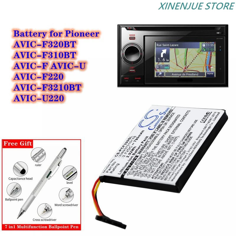 แบตเตอรี่ GPS Navigator 3.7V/790mAh 338937010176 สําหรับ Pioneer AVIC-F320BT, AVICF320BT, AVIC-F220,