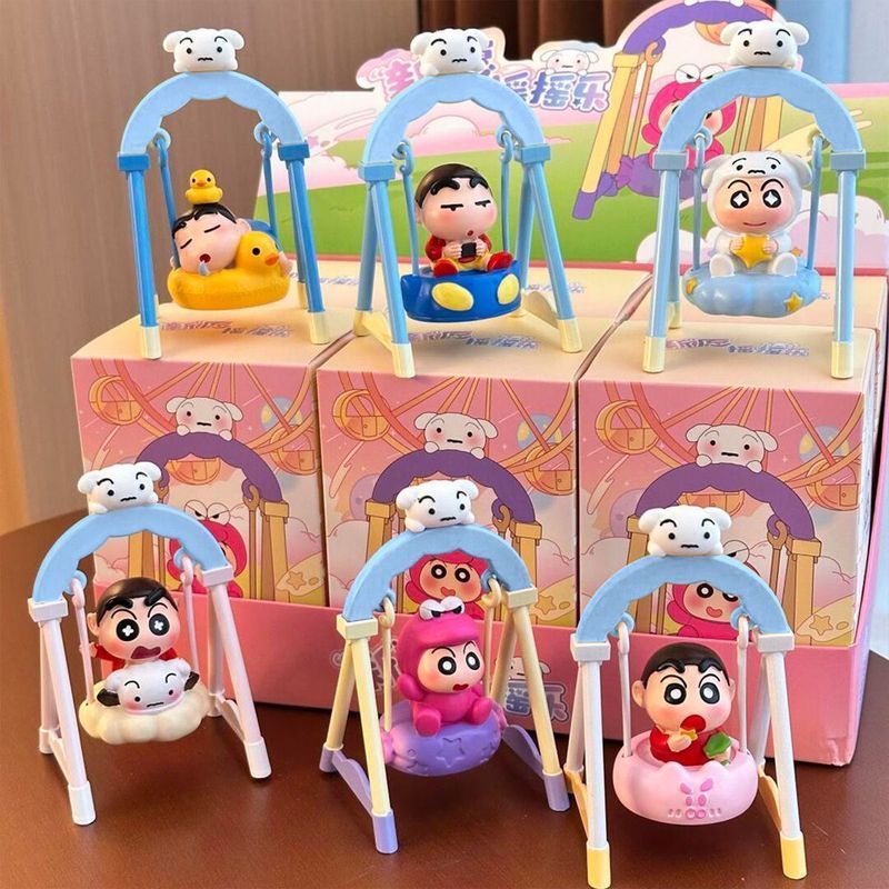Crayon Shin-Chan Swing Series กล่องปริศนารูปอินเทรนด์เล่นตุ๊กตา Decompression Healing เดสก์ท็อปตกแต่งตุ๊กตาของขวัญ