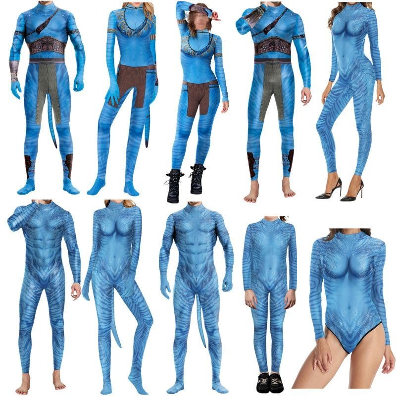 ผู้ใหญ่เด็กเล่นบทบาท Avatar 2 Way of Water คอสเพลย์ Tightsuit