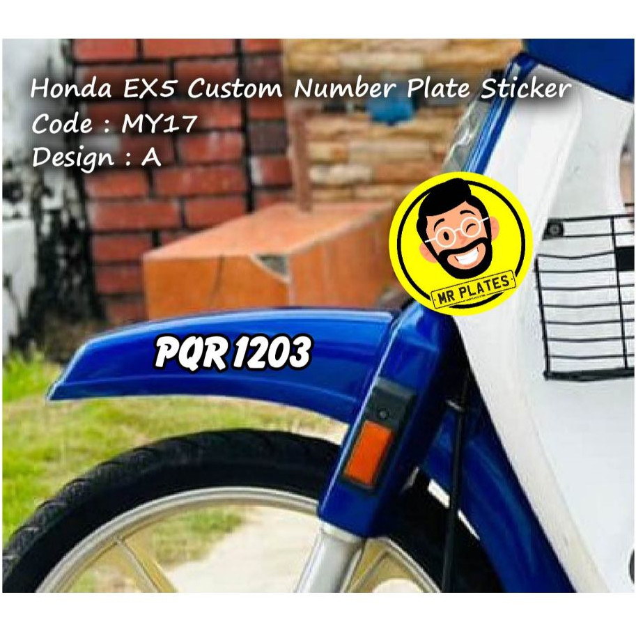 MY17 Honda EX5 สติ๊กเกอร์แผ่นตัวเลขที่กําหนดเอง Classic Clean Design กันน้ํา