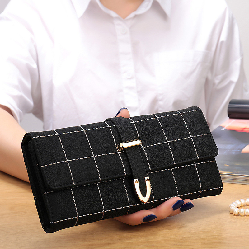 ร้อนขาย bag2026 กระเป๋าสตางค์ผู้หญิงยาวญี่ปุ่นเกาหลีเย็บปักถักร้อย Retro Frosted ฝาครอบประเภท Tri-fo