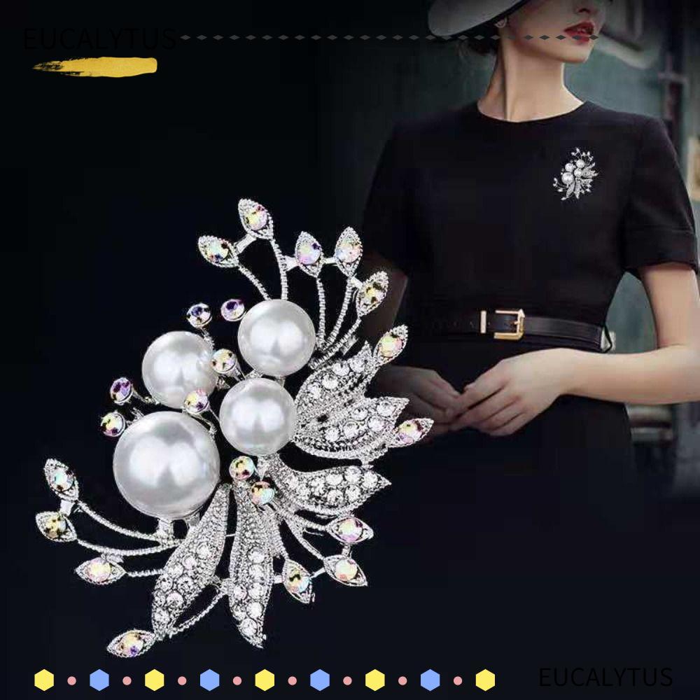 EUCALYTUSTH เข็มกลัด, Rhinestone Diamante ดอกไม้เข็มกลัด, แฟชั่นคริสตัลงานแต่งงาน Corsage Pin