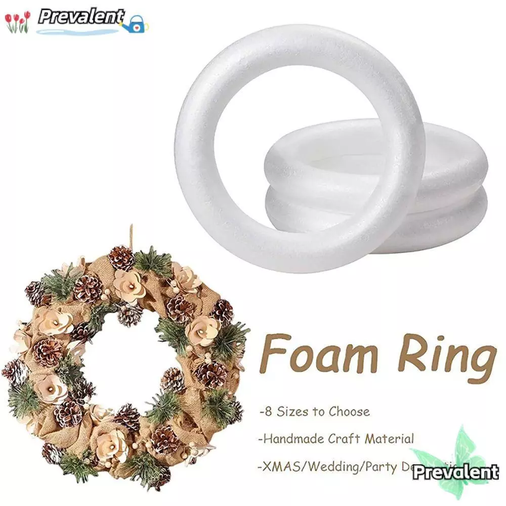 PREVALENT 1 ชิ้น DIY Handmade พวงมาลา, สีขาวสําหรับงานฝีมือคริสต์มาสแหวนโฟม, 5/7/8/10/12/15/17/20 เซนติเมตร Polystyrene รอบงานแต่งงานตกแต่ง