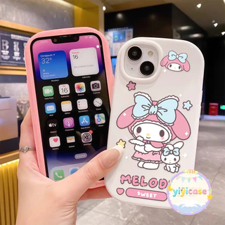 melodi น่ารัก การ์ตูนเคสสำหรับไอโฟน17pro 13 11 16promax กรณีมือถือขอบกลม case for iPhone 15 14 12 ProMax XS XR 6/7/8Plus