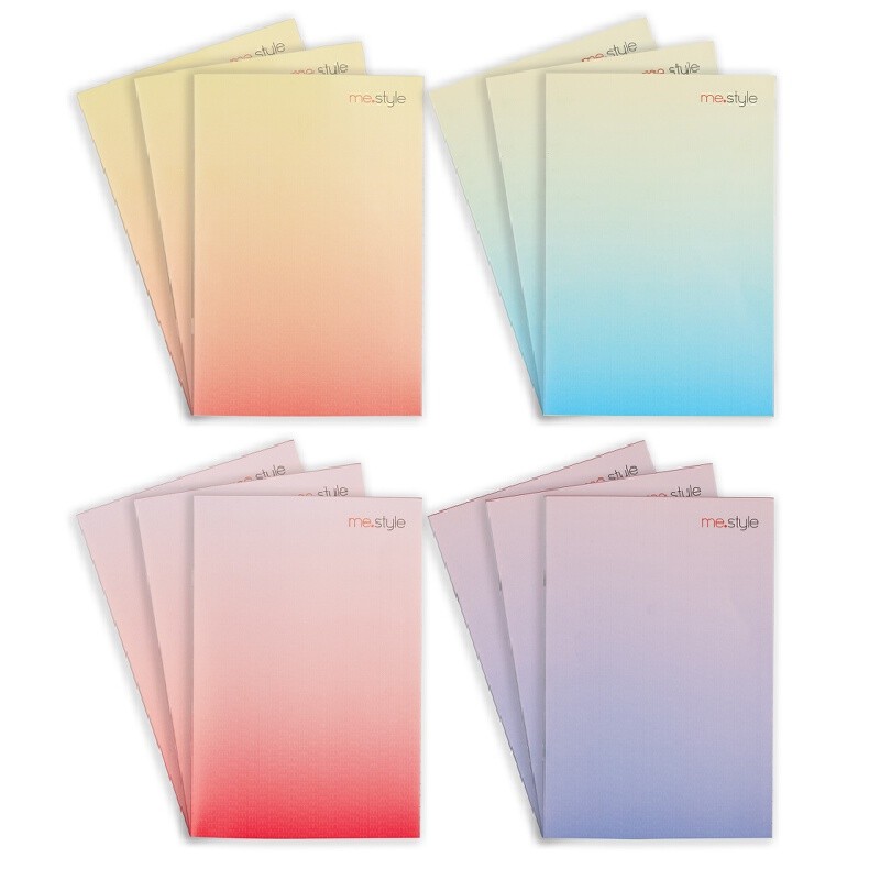 ME.STYLE สมุดปกอ่อนตัดเก้า 55 แกรม 20 แผ่น คละสี แพ็ค 10 ฟรี 2