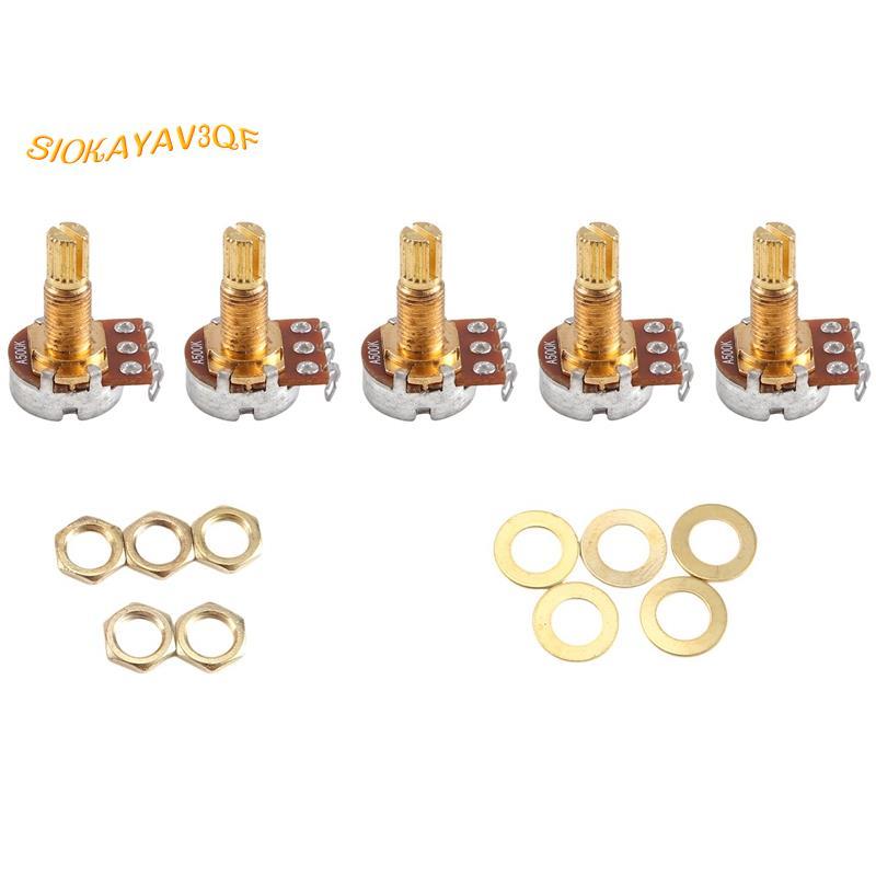 กีตาร์ Potentiometer Audio Volume & Tone Pots Switch Control A500k แยกเพลา Taper Potentiometers Gold