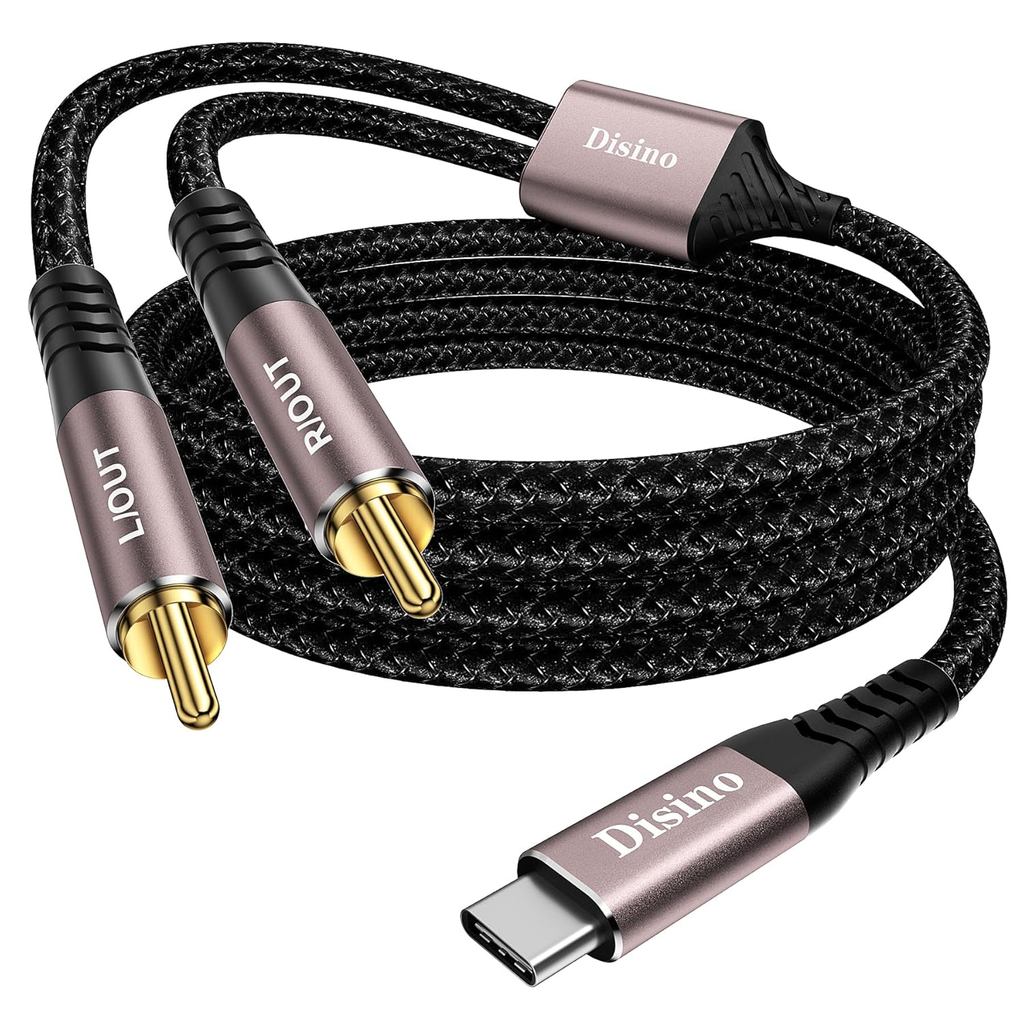 สายสัญญาณเสียง Disino USB C to RCA, Type C to Dual RCA/Phono Jack Stereo Y Splitter Cord Adapter สํา