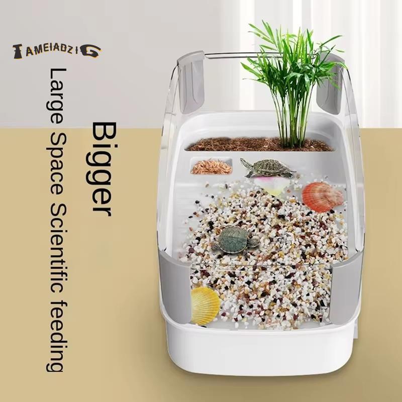 [คุณภาพ T]Transparency Turtle Tank House with Area to Breed Peed Swim Bask Enclosure Water Cage Rept