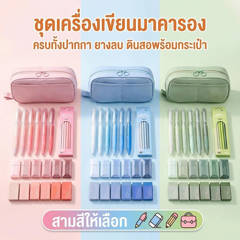 【Bubble Store】ชุดเครื่องเขียน ชุดเครื่องเขียนของขวัญ สีสันสดใส ใช้งานสะดวก