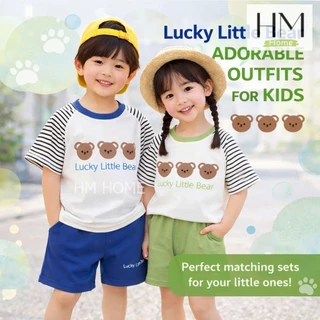 ชุดเซ็ตเด็ก ชุดเด็กแฟชั่นลายหมี เสื้อ+กางเกง ชุดเด็กลายหมี มินิมอล น่ารัก ใส่ได้ทุกวัน