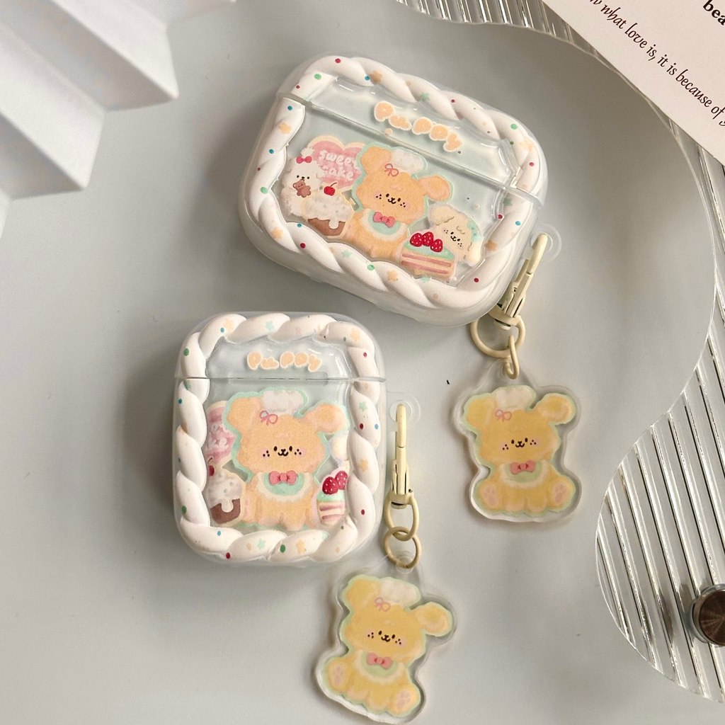 Ins น่ารักการ์ตูนขนมลูกสุนัขเหมาะสําหรับ Apple AirPodsPro3 ไร้สายบลูทูธชุดหูฟังเชลล์ airpods4 เคสป้อ
