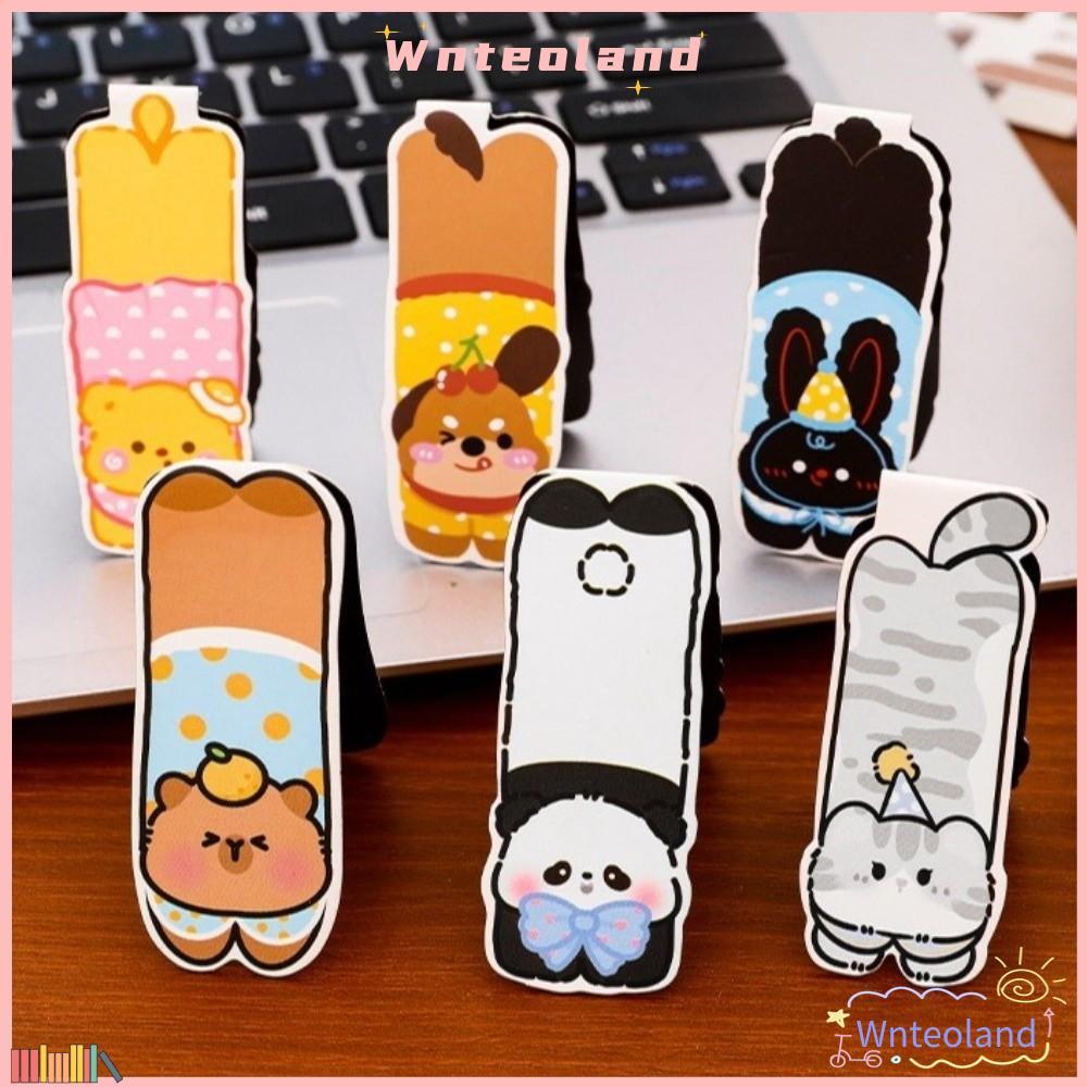 WNTEOLAND ที่คั่นหนังสือแม่เหล็กสไตล์สนุกน่ารัก ดีไซน์สัตว์เลี้ยงน่ารัก คลิปหน้าการ์ตูน ใช้ปิดหน้าดูดี