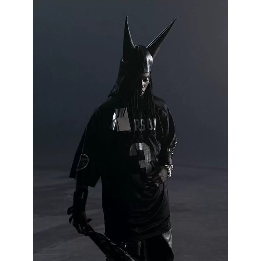 NF6L vintage Retro Hollow Mesh Rugby Jersey Short Sleeve T Trendy printed shirt Tee Playboicarti Sam