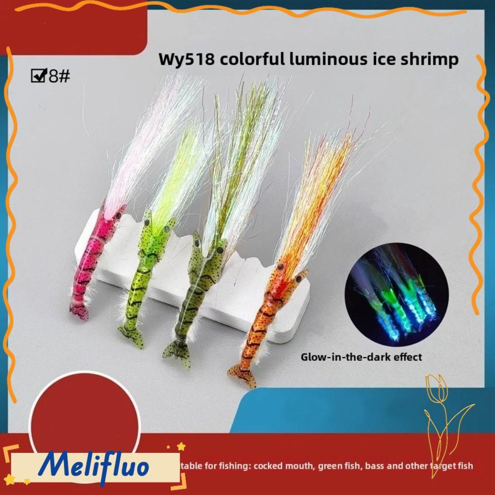 MELIFLUO 4 ชิ้น Ice Dubbing Wing กุ้ง Fly, 8 ตะขอ Dubbing วัสดุ Scuds Fly, Lures เหยื่อปลาเทราท์