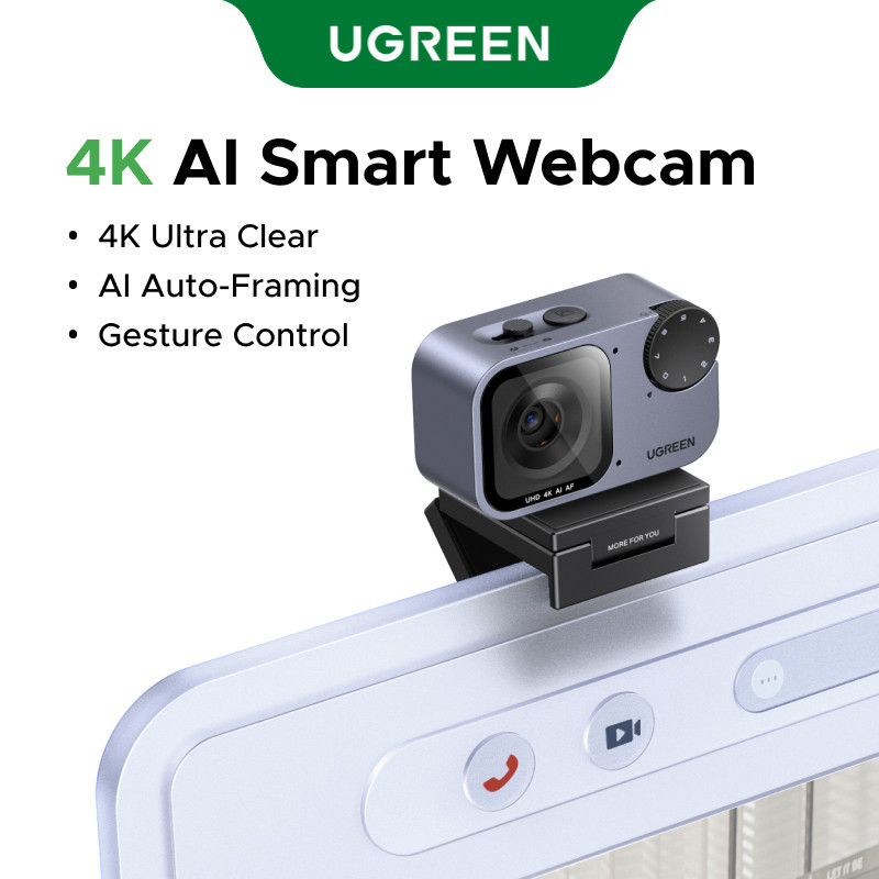 UGREEN AI สมาร์ท USB HD Webcam 4K@30fps 400W/800WPixels Autofocus 2X ซูม USB-C Dual MIC สําหรับแล็ปท็อปพีซี