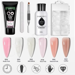 Moziur Poly Gel ต่อเล็บ 30ml. โพลี่เจล 1หลอด +Slip Solution+พู่กัน+บล็อคต่อเจล+ตะไบ