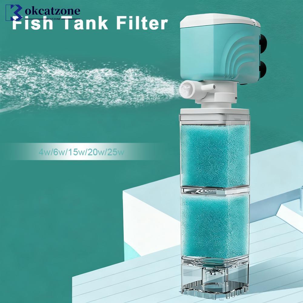 OKCATZONE 3-in-1 Aquarium ภายในกรอง 220V Multi-Function ด้านล่างดูดปลาของเสีย Quiet Water Circulatio