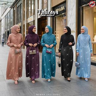 Jubah Abaya THURAYA By Mewah Exclusive - Jubah Muslimah Umrah | Clothing Set Berpoket