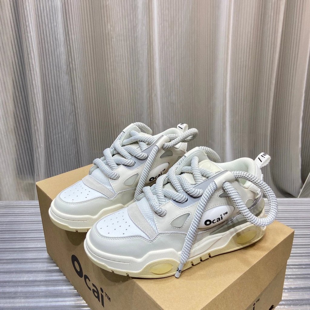 Ocai รองเท้าสเก็ตบอร์ด Retro ขนาดใหญ่ พื้นหนา สีขาบรุ่นใหม่ สำหรับทั้งผู้ชายและผู้หญิง