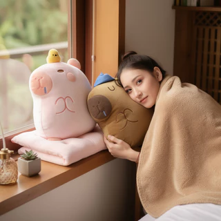Capybara หมอนตุ๊กตาผ้าห่ม 3 In 1 นุ่มปุยขนาดใหญ่พับได้ของขวัญ Home Travel