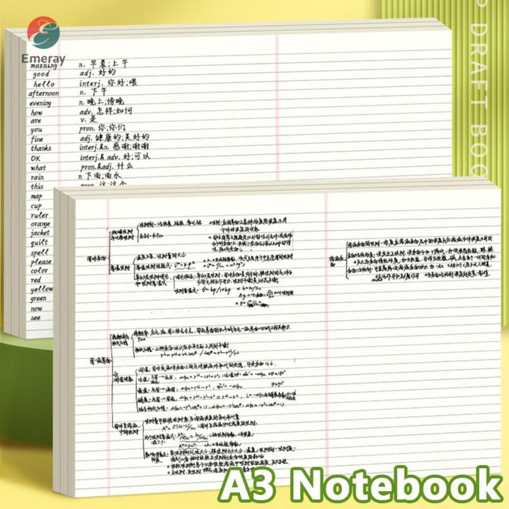 EMERAY กระดาษร่าง 50 แผ่น, สมุดบันทึก A3 Mind Planer A3, ความเรียบง่ายฉีกขาดได้นักเรียนเขียน Notepad
