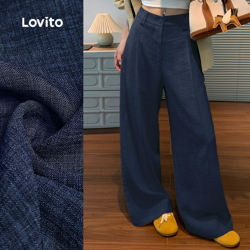 Lovito  กางเกงลําลองผู้หญิงสีน้ําเงินกรม L173AD032