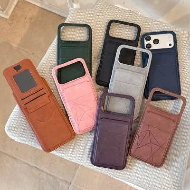 Magnetic Buckle Card Case เคสหนังโทรศัพท์มือถือ เหมาะสําหรับ Apple iPhone17/16/15/14/13/12/11 Series หรูหราธุรกิจหนัง Grain มาพร้อมวงเล็บรวมทุกอย่างกันกระแทก