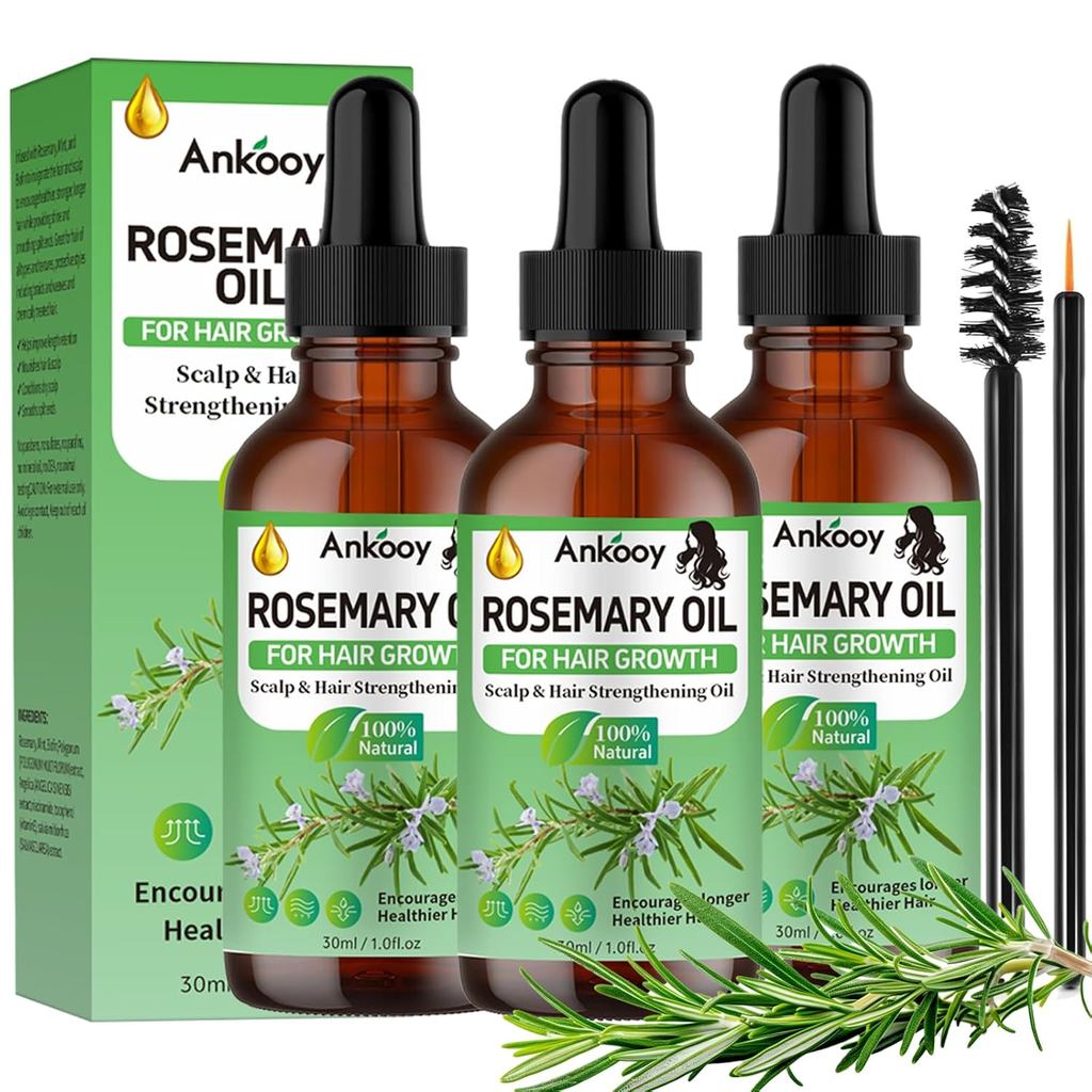 3 แพ็ค Rosemary Oil สําหรับการเจริญเติบโตของเส้นผม,Rosemary Hair Growth Oil,Strengthening Oil สําหรั