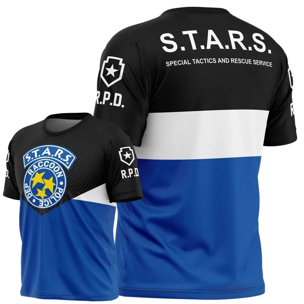 เสื้อยืดดำ.icons.resident.evil.3d.printสำหรับแฟนเกมฤดูร้อน