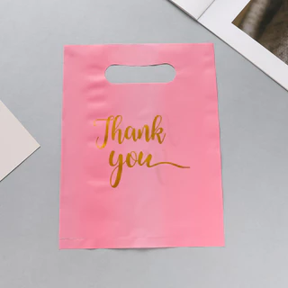20-50ใบ ถุงหูหิ้ว PE พรีเมียม พิมพ์ Thank you ถุงพลาสติกหนา ถุงของขวัญ ถุงช้อปปิ้ง เครื่องประดับ