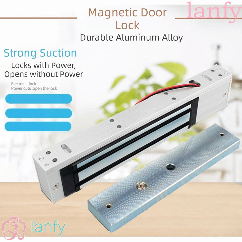 LANFY ล็อคประตูแม่เหล็กไฟฟ้า, 60/280KG Holding Force 12V DC ล็อคแม่เหล็กไฟฟ้า, ระบบควบคุมการเข้าถึงแม่เหล็กสัมผัสประตูล็อคควบคุมการเข้าถึงกลางแจ้ง