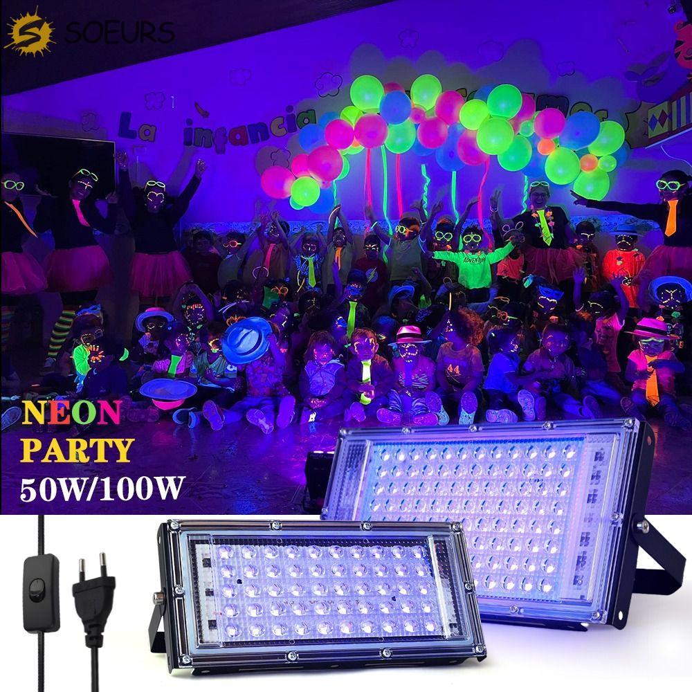SOEURS UV Lamp, 120 Glow 395nm UV Floodlight, แบบพกพาแสง 50W/100W UV Stage Lamp Bar